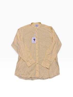 Cigar couture Men's Pale Yellow Mandarin Collar Button-Down Shirt, XL, NWT